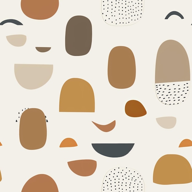 Organism inspired seamless pattern with circles and dots on a white background