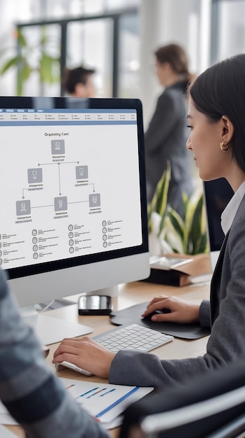 Organization chart with hierarchy structure of teams and employees in company