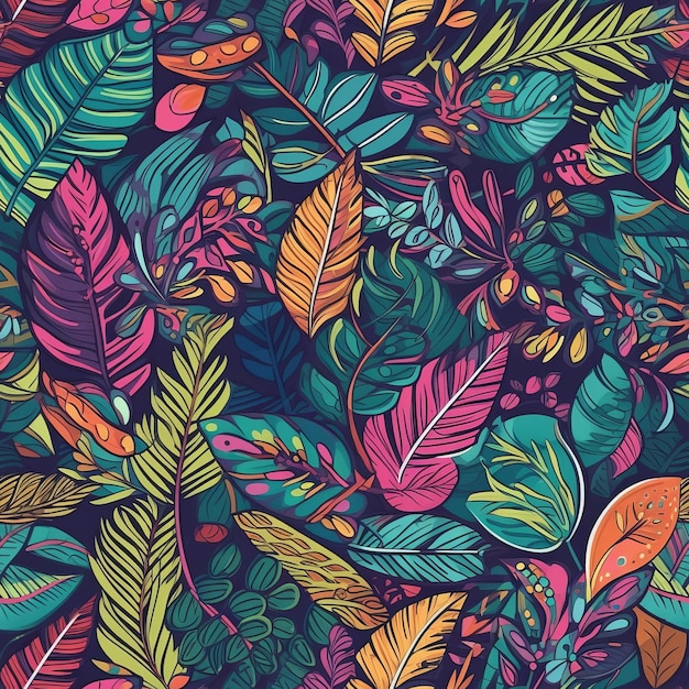 Organize of a tropical work of craftsmanship with multicolored hand drawn components and curiously foundation Seamless pattern AI Generated