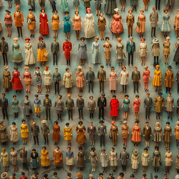 Photo organized display of figures models and dolls