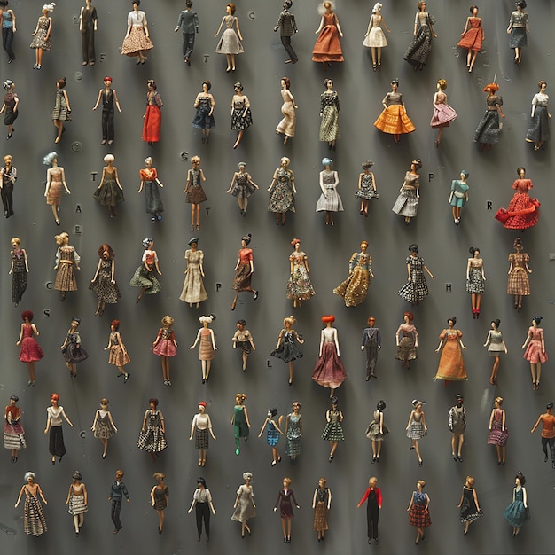 Photo organized display of figures models and dolls