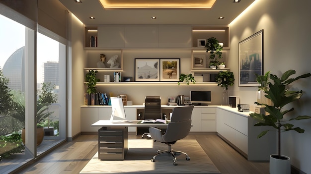 Organized and Focused Educational Workspace with Neutral Color Palette and Minimalist Style