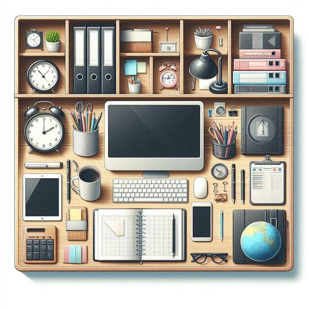 Photo organized office desk