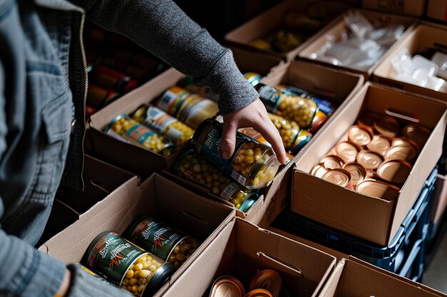 Photo organizing food drives to support local shelters a generative ai