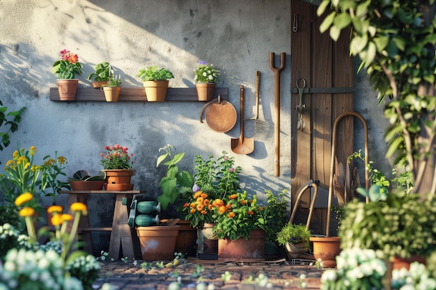 Organizing Gardening Tools and Potted Plants