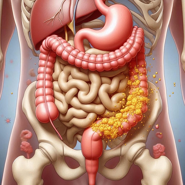 organs of the body A drawing of a boy with the mouth open and the bottom of the body is labeled with