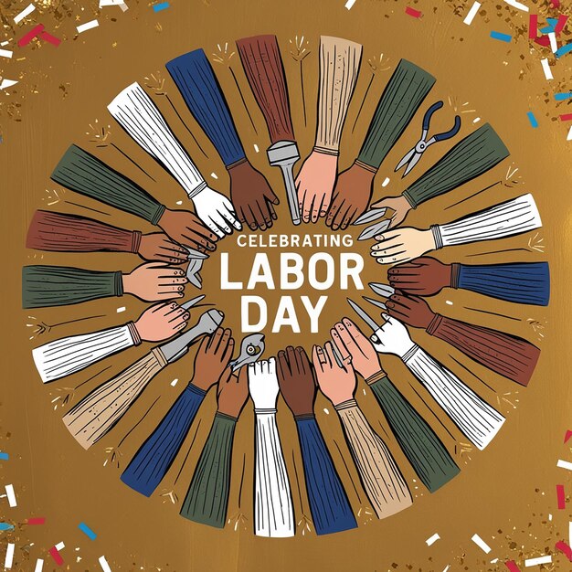 Photo origami 3d image of labors celebrating labor day in us