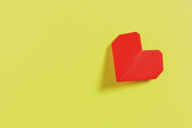 Origami heart. Symbol of Valentine's Day