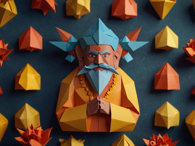 Photo origami of indian gods like paper crafts