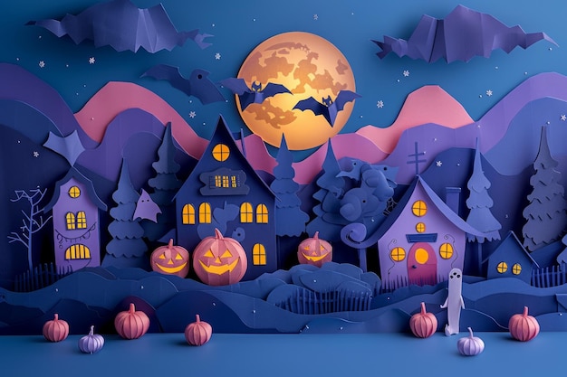 Origami Paper Town Halloween Mythical Forest Essence