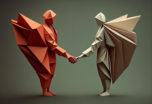 Origami people in love illustration AI generative