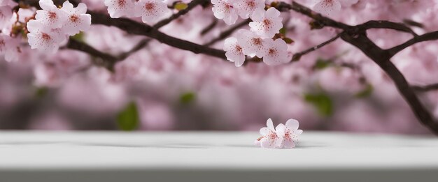 Origami sakura blossoms, paper sakura flowers on a tree in pink tones