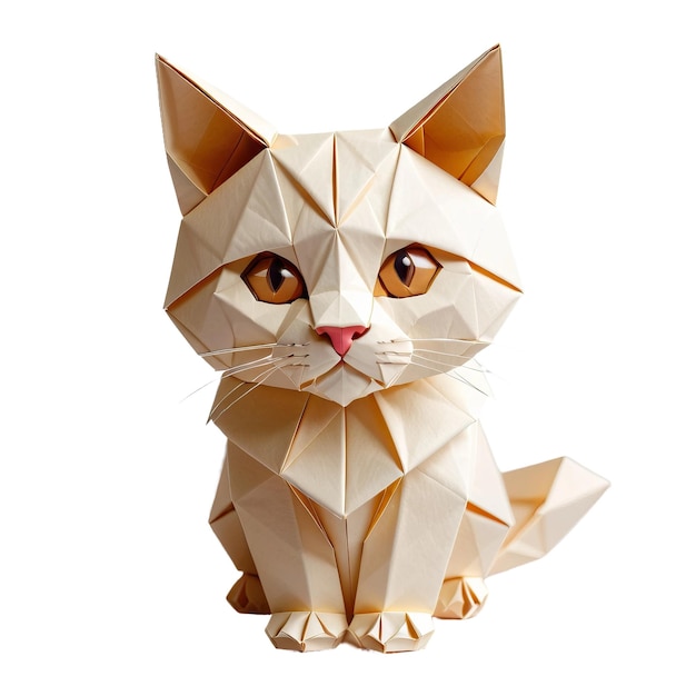 Origami style colourful kitten made of craft paper cat