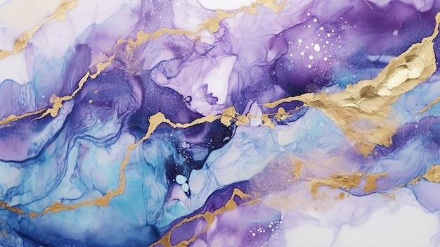 Original abstract alcohol ink background with watercolor Generative AI