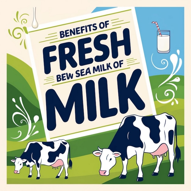 The original concept poster to advertise fresh milk AI generated