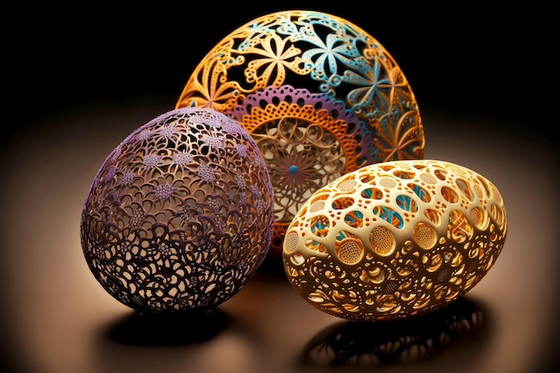 Original festive easter candy in form of openwork eggs