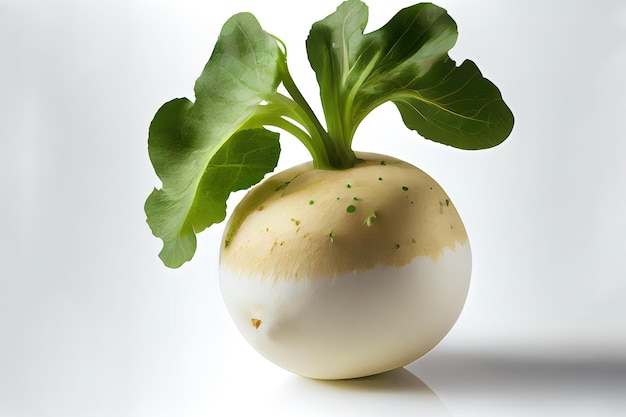 Original One natural Turnips with white background Generative Ai