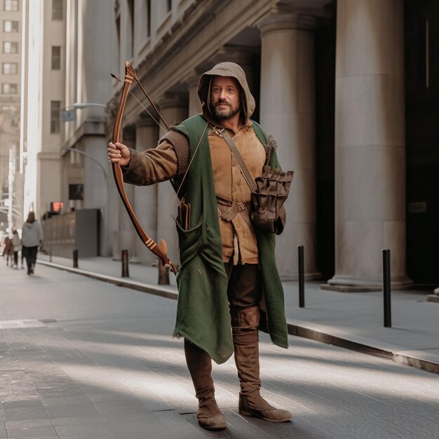 The original Robin Hood from the Middle Ages is standing in Wall Street in 2022