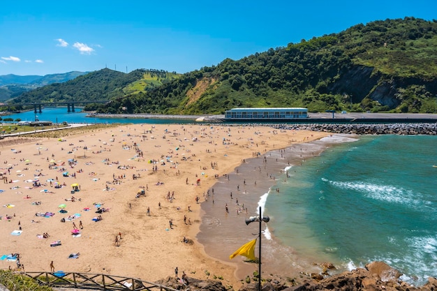 Orio beach seen from above a summer afternoon in June Excursion from San Sebastian