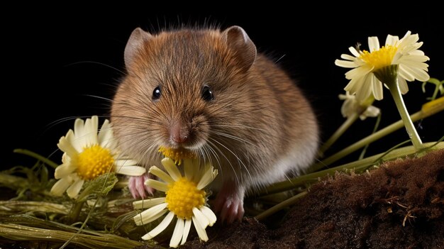 Orkney Vole eating a daisy Orkney Vole looking for food AI Generative