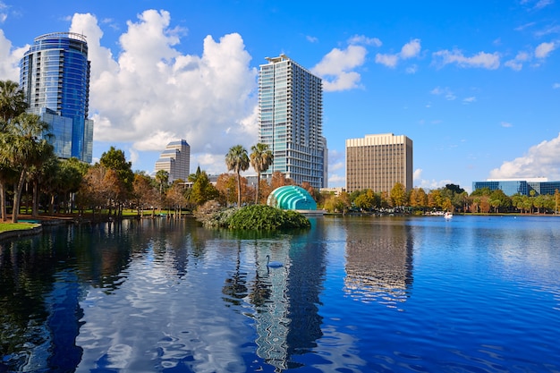 Orlando skyline fom lake Eola Florida US