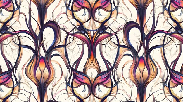 Photo ornamental art nouveau pattern intricate curves and natural motifs seamless design