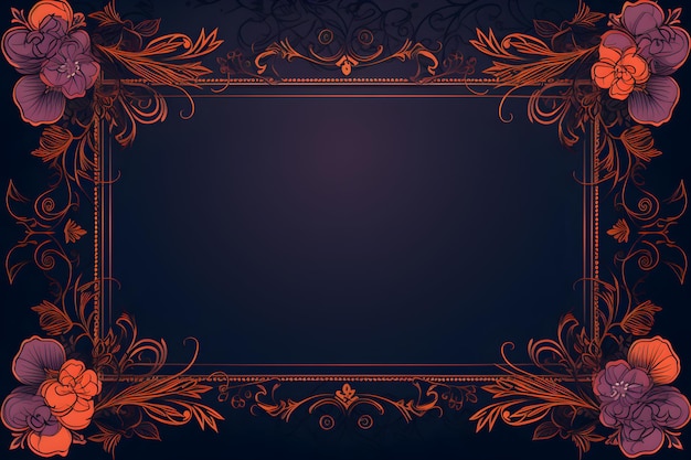 An Ornamental Frame of Purple Orange and Red