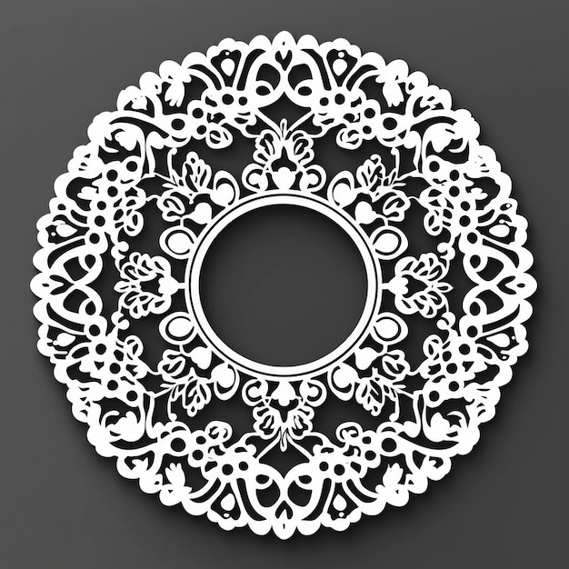 Photo ornamental round frame with floral design