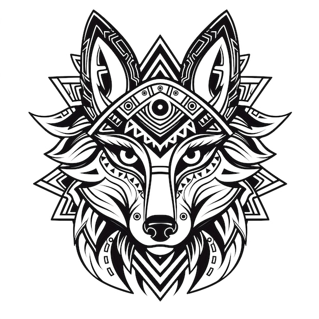 Photo ornamental wolf head illustration