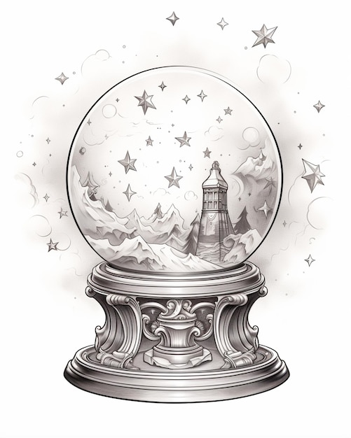 Photo ornamental zodiac crystal ball coloring