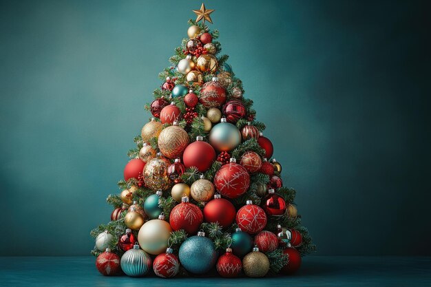 Ornamented Christmas Tree with Red and Gold Baubles