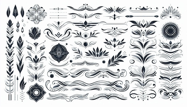 Ornaments collection vector design concept for text divider on white background