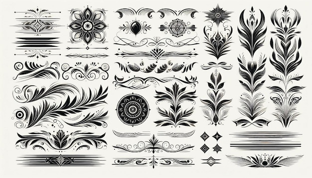 Ornaments collection vector design concept for text divider on white background