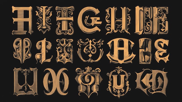 Photo ornate alphabet letters with intricate designs