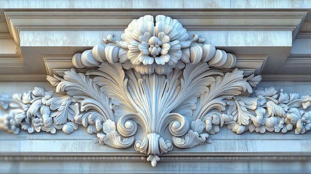 Photo ornate architectural relief showcasing intricate floral designs