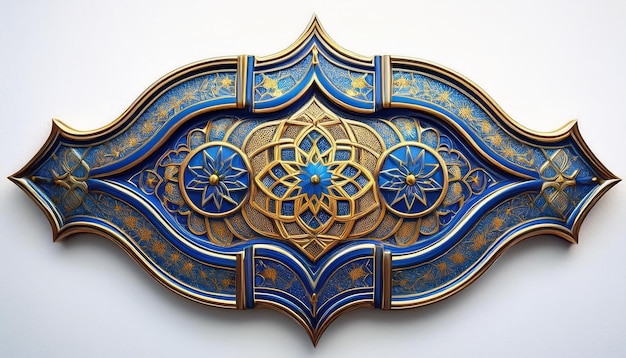 Ornate Blue and Gold Islamic Art Wall Decor