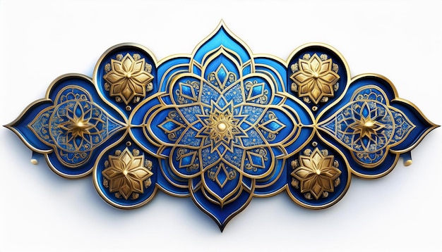 Ornate Blue and Gold Islamic Geometric Pattern Design