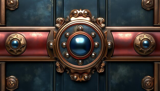 Ornate Copper and Blue Decorative Panel