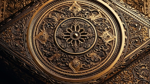 Ornate design on book cover closeup AI generated