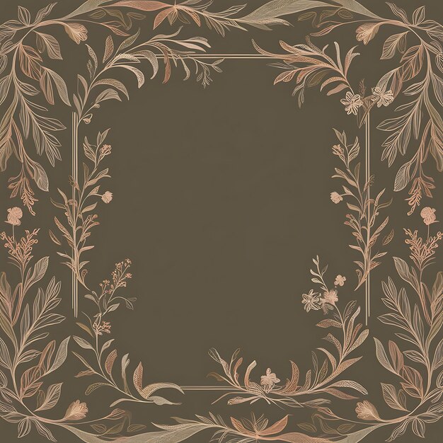 Photo ornate floral doodle frame with minimal borders inspired by vintage botanical illustrations high