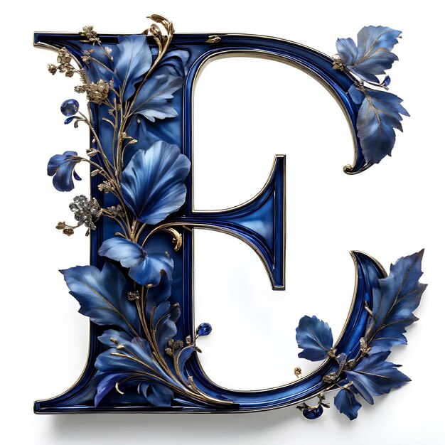 Photo ornate floral letter e