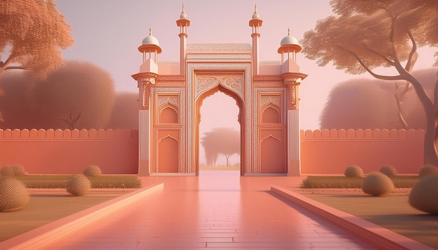 ornate gates serving as the entrance to the Mughal Gardens