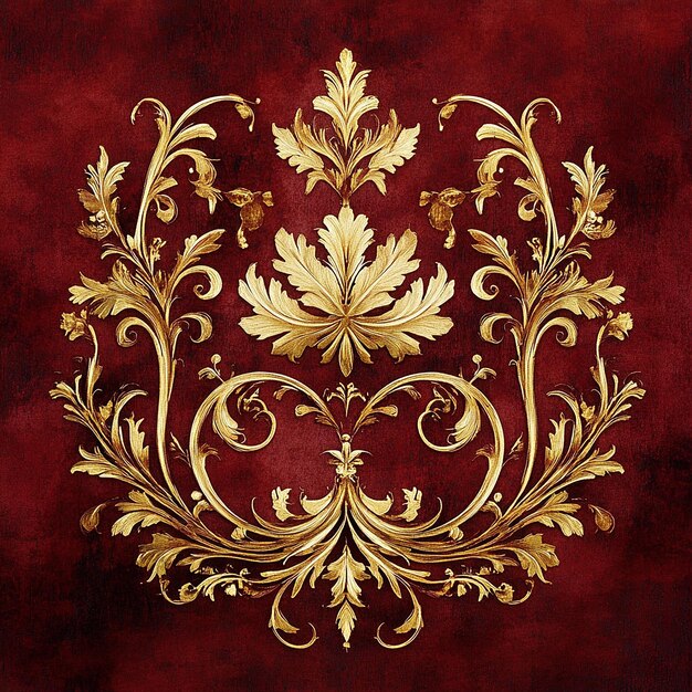 Photo ornate gold design on red background