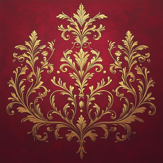 Photo ornate gold design on red background