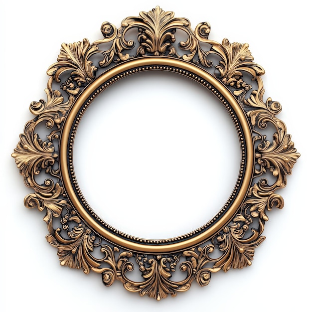 Ornate Gold Round Frame with Intricate Detail