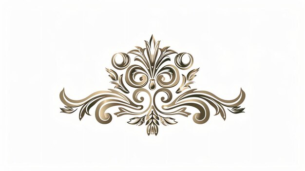 Photo ornate golden floral design on a white background