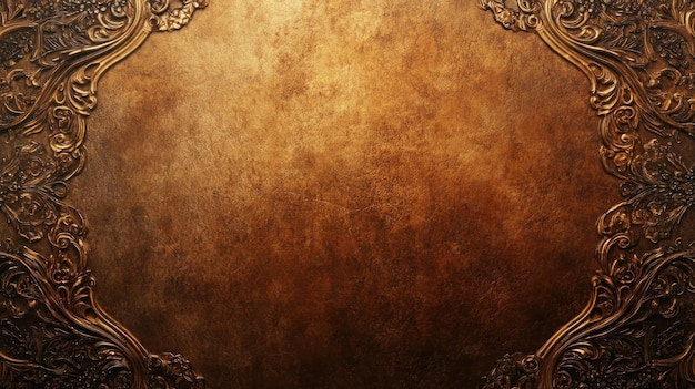 Ornate Golden Frame on a Rustic Background