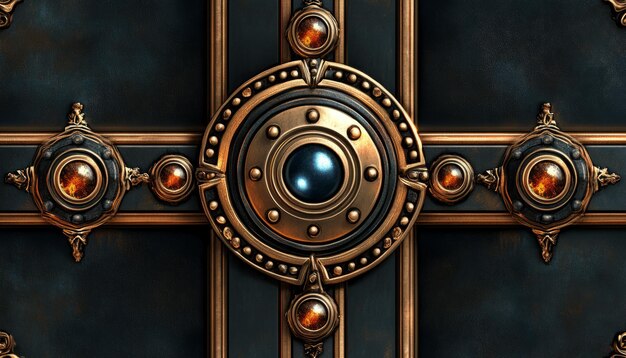 Ornate Golden Frame with Central Blue Orb