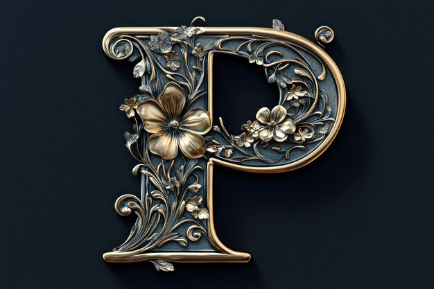 Photo ornate golden letter p