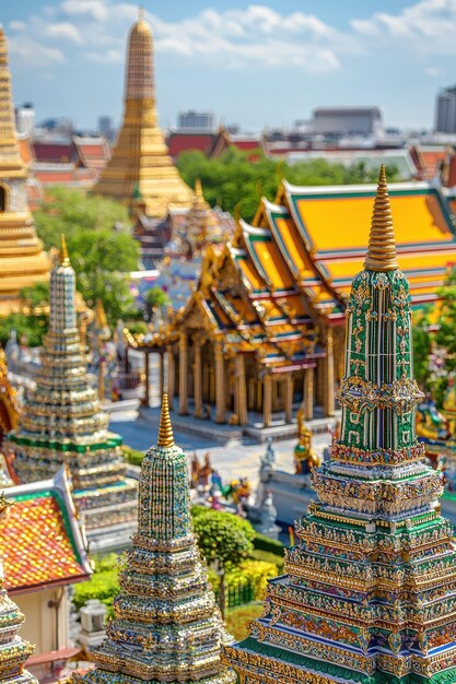 Photo ornate golden pagoda temple in thailand buddhist architecture southeast asia